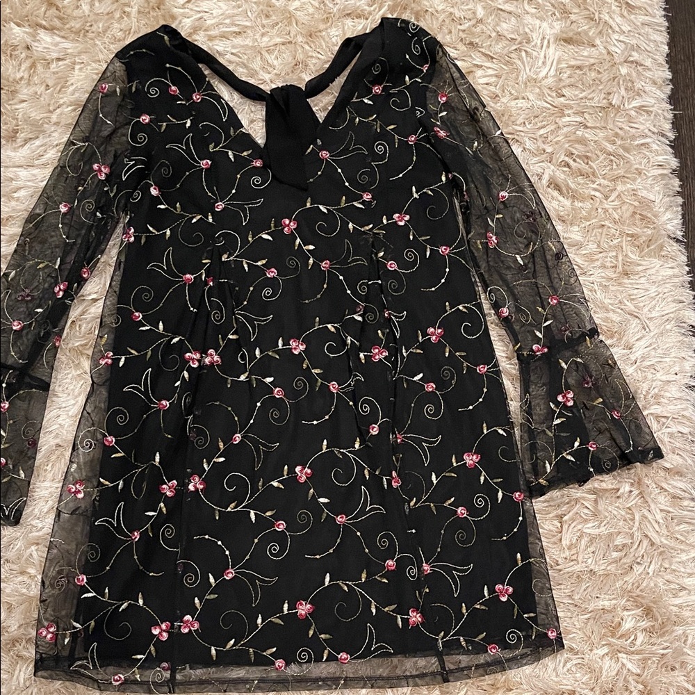 Elegant Black Floral women Dress